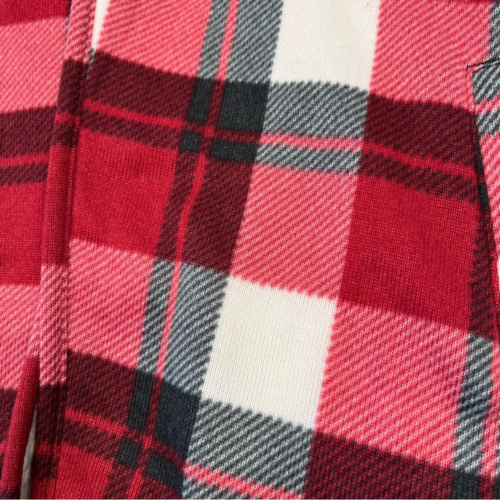Abercrombie Red Plaid Open Front Cardigan Jacket Sherpa Lined Long Comfy Women S - Picture 4 of 12
